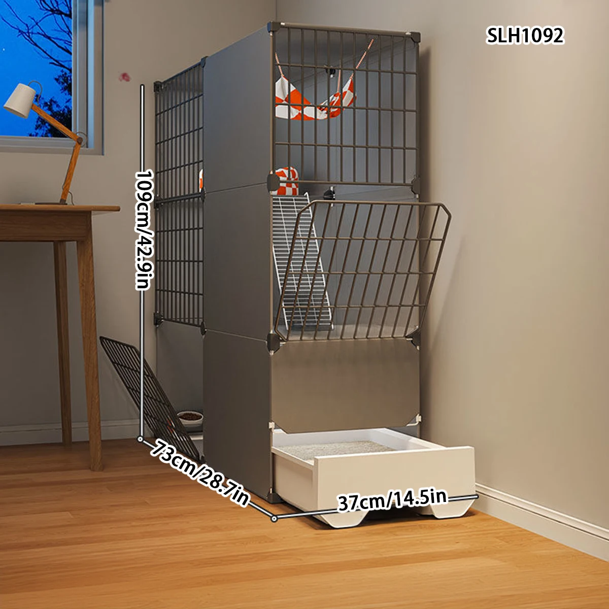 Short-Haired Cat Cage That Doesn'T Take up Much Space, with a Drawer-Style Litter Box, Suitable for Small Apartments, Large Indoor Space, Multi-Layer Cat Villa