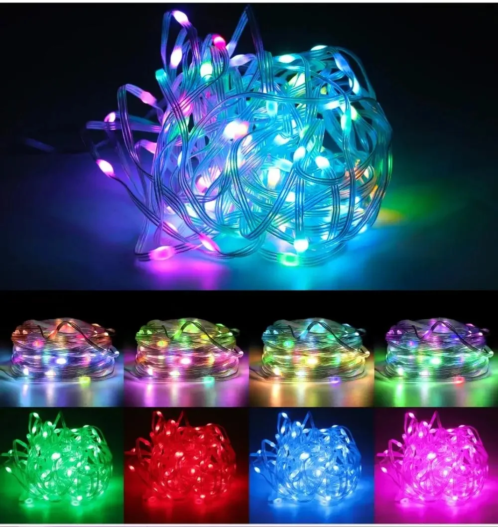 5M/10M USB LED Copper Wire String Lights USB Dream Color Fairy Lights Bluetooth Colorful Home Christmas Tree Wedding Decor