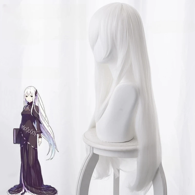RE: ZERO Inizia la vita in un altro mondo Parrucche cosplay Echidna Boku Capelli lunghi lisci bianchi Ragazze Donna