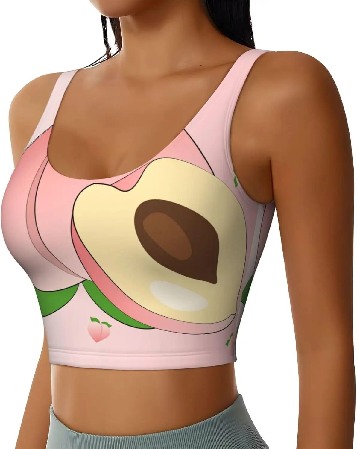 Outdoor Sports Women's Vest Cartoon Peach Printed Fashion Sports Vest Suitable for Yoga and Fitness