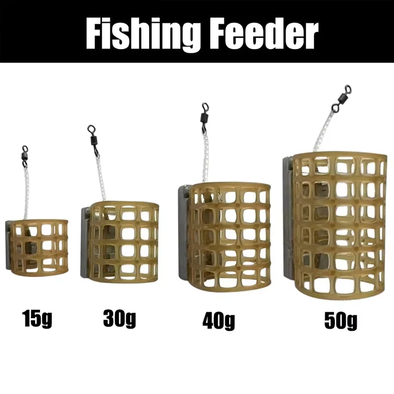 Fishing-specific feeder with lead weight, 4 sizes, transparent elastic rope + rotatable 8-shaped ring #2