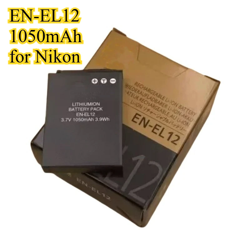 EN-EL12 1050mAh para Nikon Coolpix S9600 P330 P340 AW130 S8000 S8100 S8200 S8300 Substituição completa decodificada para Nikon ENEL12