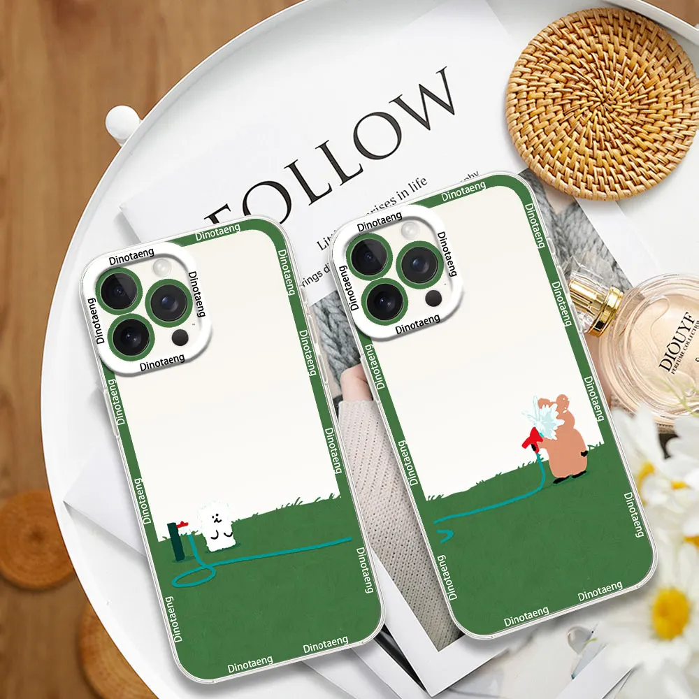 Cartoon K-Koala D-Dinotaeng Phone Case for Samsung S24 S23 S22 S21 A55 A54 A35 FE PLUS ULTRA Transparent Bezel Shell