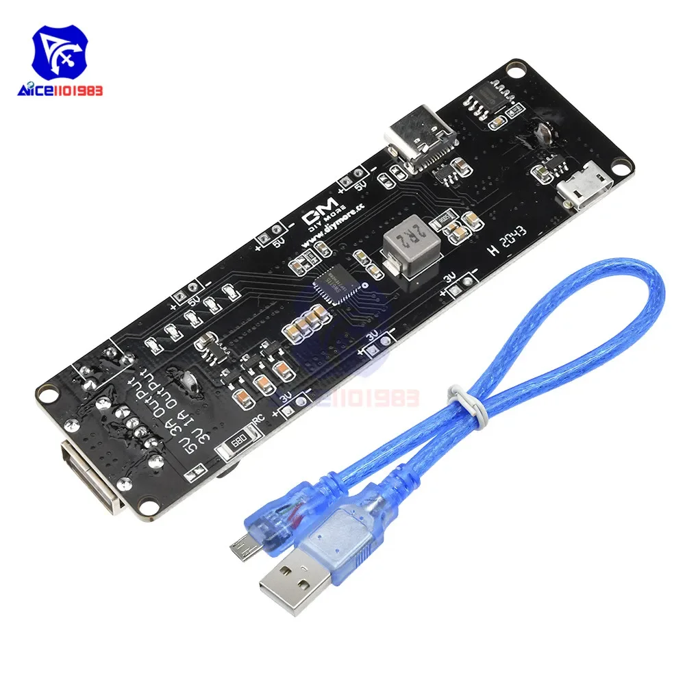 diymore ESP32 ESP32S WeMos 18650 Battery Charge Shield Board V3 Micro USB USB Type-C for Arduino Raspberry Pi with USB Cable