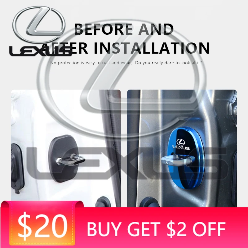 

Эмблемы для Lexus F SPORT ES RX NX LS UX IS CT GS RC HS SC TX LBX LM LX, 4 шт., накладки на замки дверей автомобиля, защита из нержавеющей стали