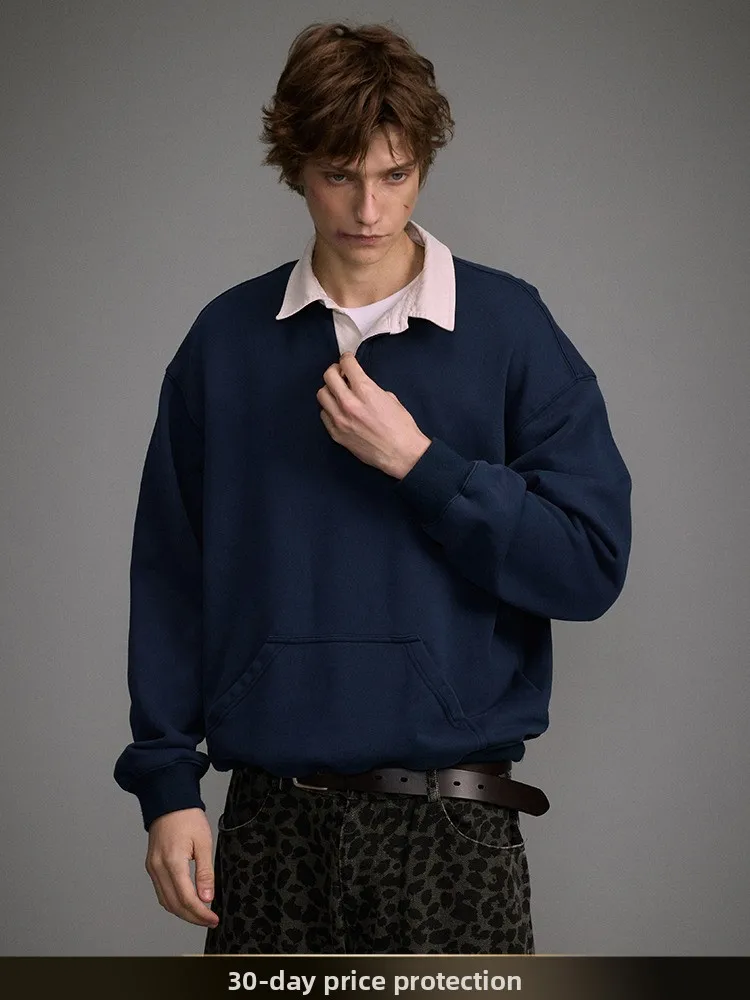 

Мужская толстовка в американском ретро-стиле с цветными блоками, новая весенняя повседневная универсальная хлопковая толстовка свободного кроя для молодежи