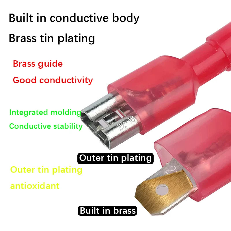 25SET/50SET Nylon Fully Insulated Spade Female+ Male Electrical Crimp Terminators Terminals Crimp Wire Cable Connectors ﻿