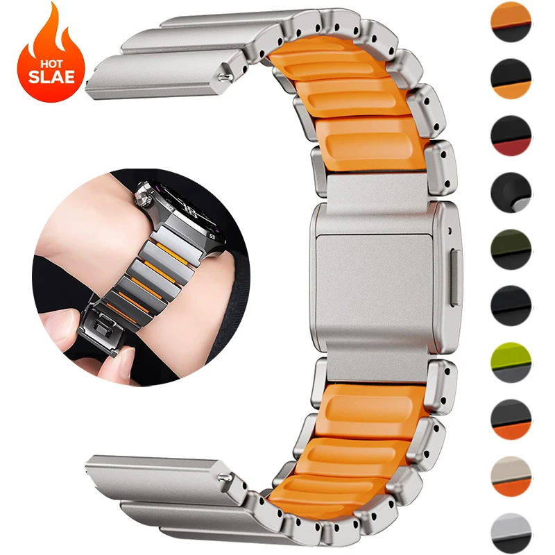 20/22mm Stainless steel Band for Samsung watch 7 6 5 Bracelet for Huawei Watch GT6Pro/GT6 GT5 Ultimate Metal Rubber Band Correa