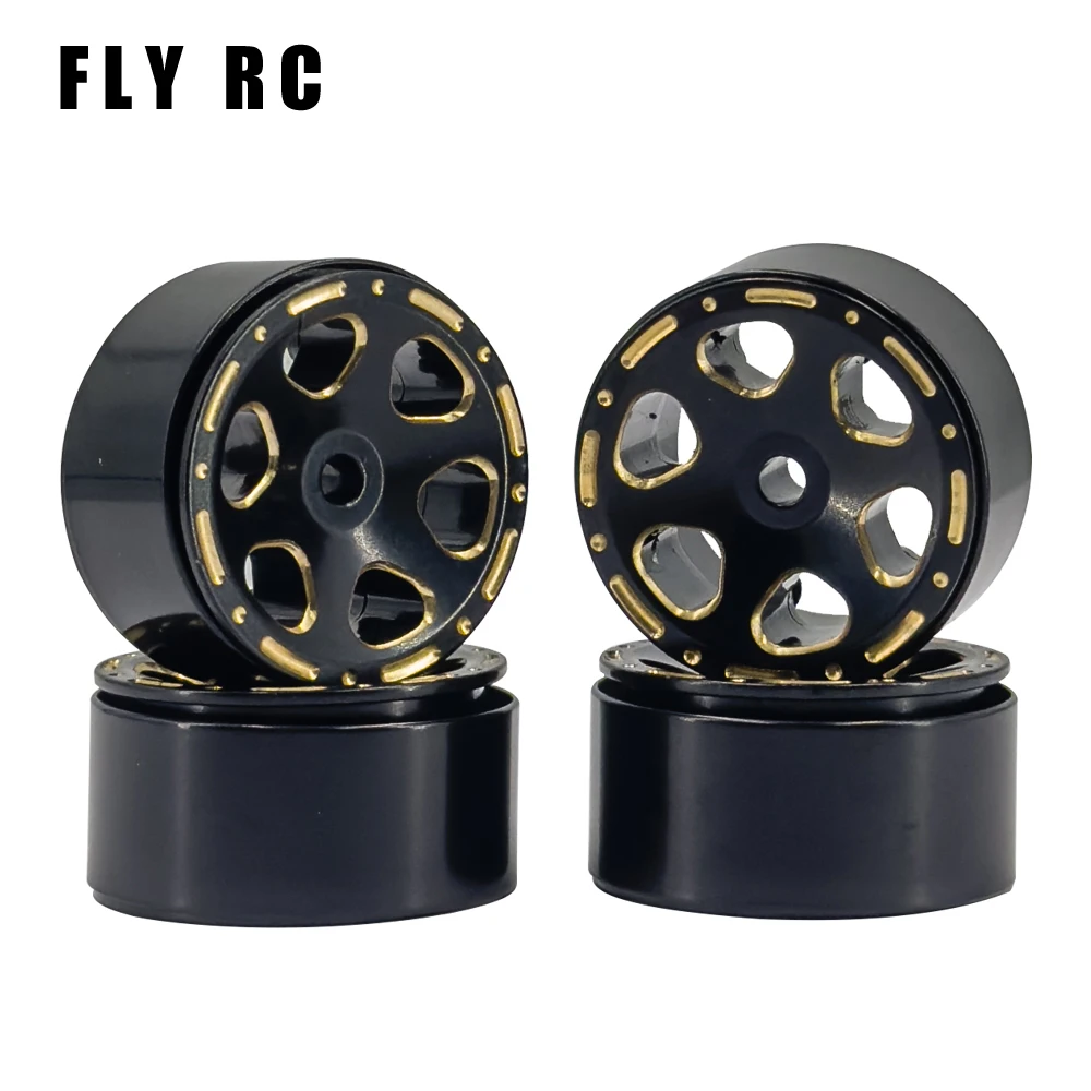 1/24 Axial SCX24 1.0 Black Brass 1:24 Beadlock Wheels Hub Rims for 90081 C10 1/18 TRX4m RC Crawler Car Upgrade Parts