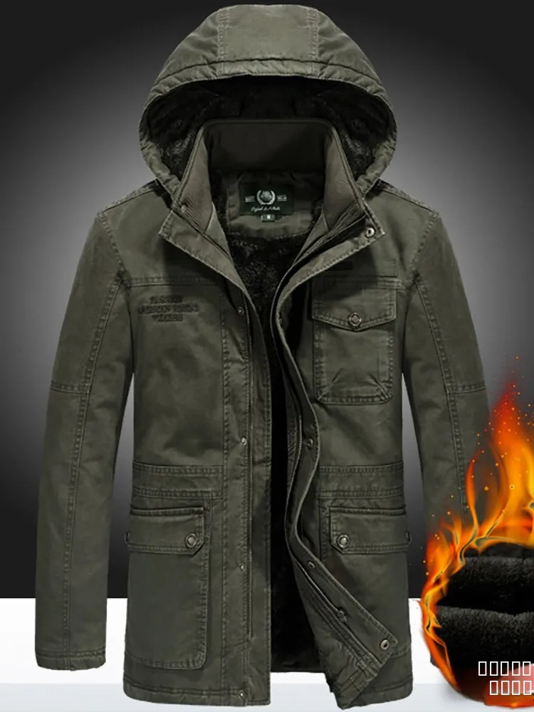 

Мужская зимняя куртка с капюшоном, теплая хлопковая куртка, модная городская модель, с длинными рукавами, на молнии, средней длины, утепленная хлопковая одежда