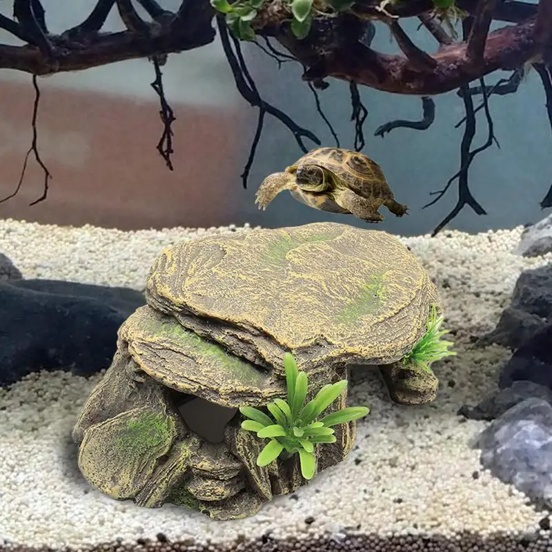 Reptile Hiding Habitat, Reptile Box Shelter Terrarium Hiding Caves for Turtle Aquarium Terrarium Decoration Ornament