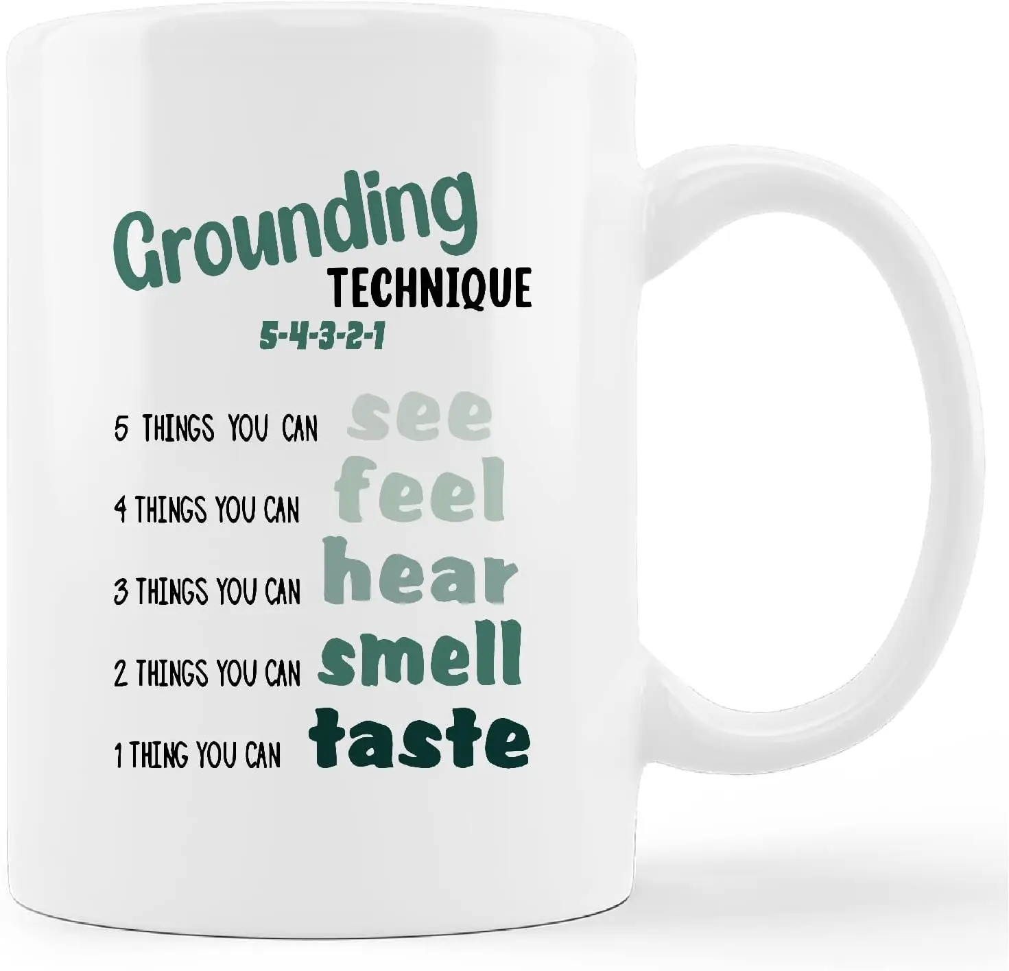 

Grounding Technique Mug Cup,Mental Health Inspirational Ceramic Mug-11oz Coffee Milk Tea Mug Cup,Home Girls Room Mental Health T