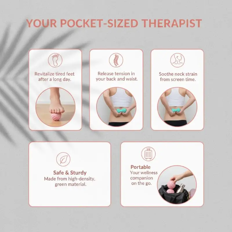 Faszien-Massageball mit Erhöhten Punkten, Yoga-Übungsball für Taille, Rücken, Fuß, Muskelentspannung, Haltungskorrektur, Fitness-Tool – Detail 12