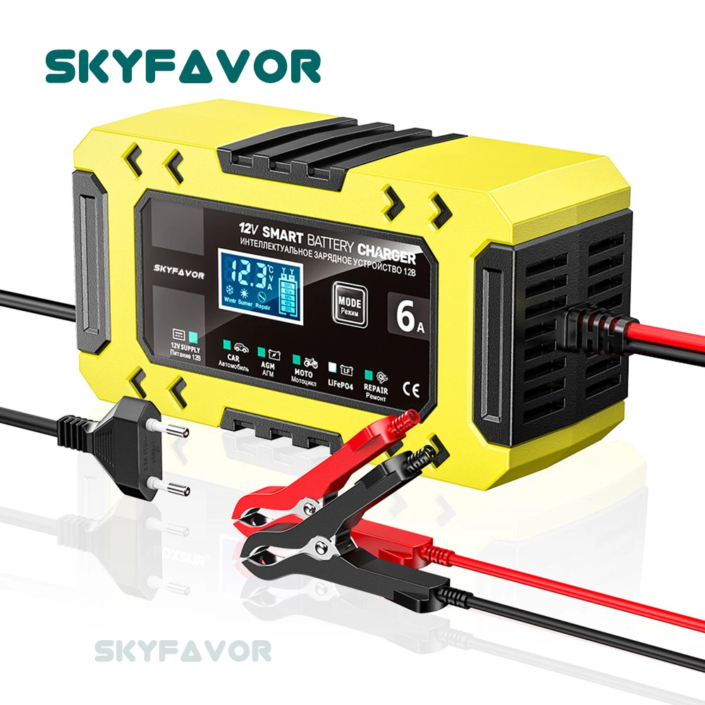 

New products 2025 car battery charger 12V 6A Starting from 0V universal lifepo4 lead acid battery charger with Power Supply