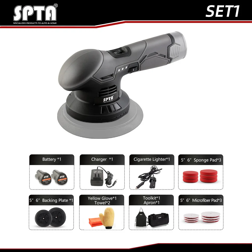 Spta-コードレスポリッシャー,2つのバッテリーと2つの速度を備えた 