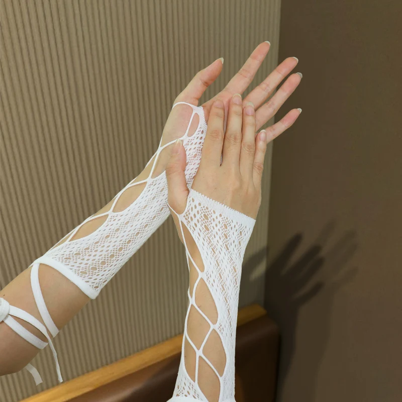 Millennial Y2K Hot Girl Cinturino in pizzo Maniche a mano Primavera ed estate Correttore Guanti a nastro fai-da-te per donna