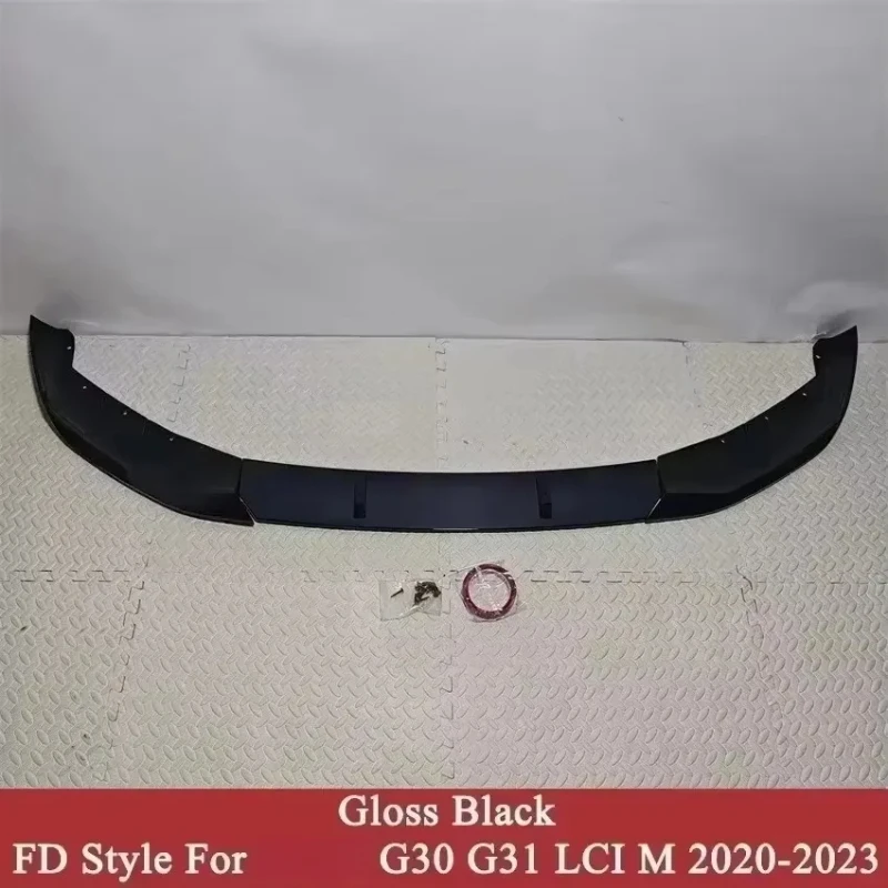 3PCS FD‑Style Front Bumper Lip Spoiler Diffuser 5 Series G30 G31 G38 LCI 520i 520d 530i 530d M550i 2020‑2023 Auto Exterior