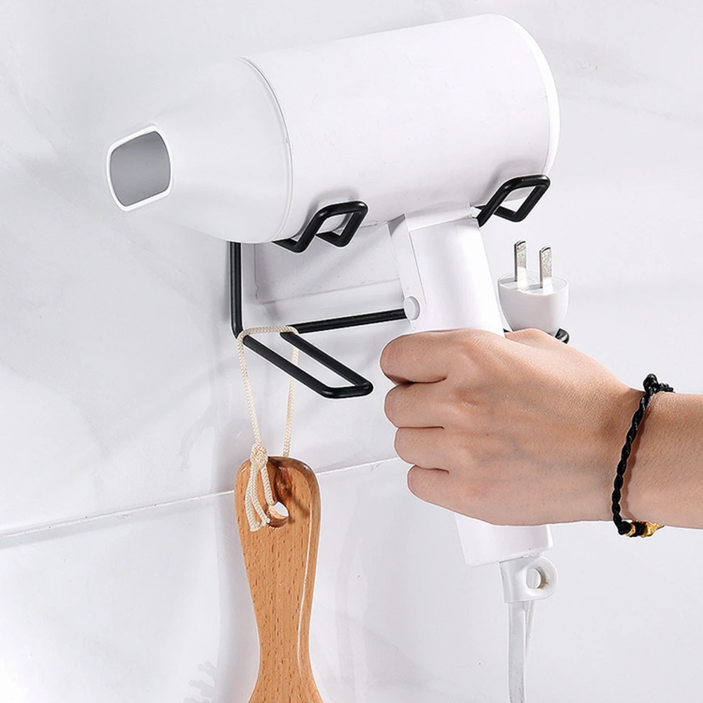 Hair Dryer Organiser Rack Stainless Steel Wall Mounted No Drill Hair Dryer Sturdy Stable Installation For Shower Room