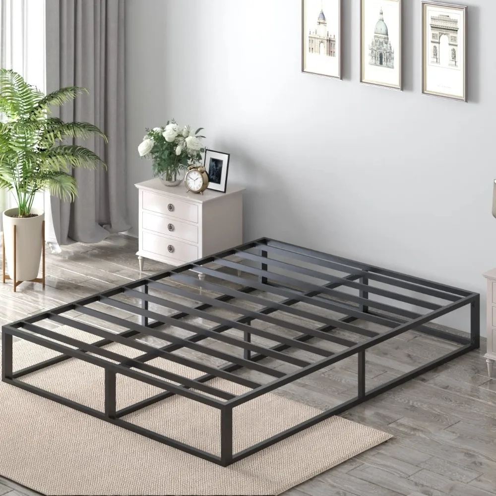 

10 Inch Bed Frame with Steel Slat Support, Low Profile Full Metal Platform Bed Frame Support Mattress Foundation, Easy Assembly