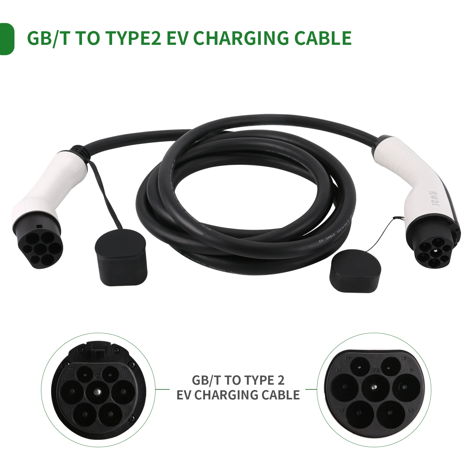 32A Three Phase 22kw Type 2 to GBT EV Charging Cable With 5m Cable Use for GBT Electric Vehices Charging 200V~380V