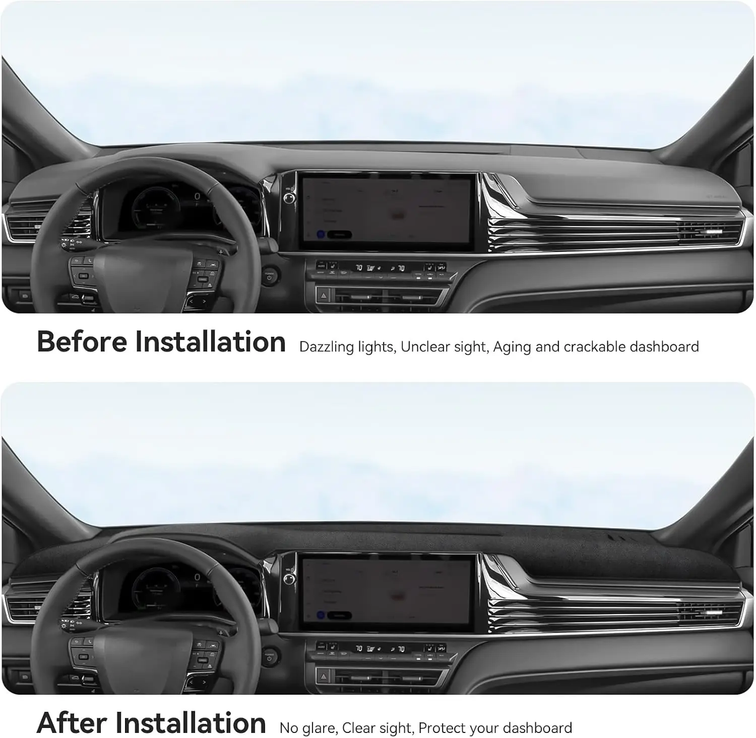 Dash Cover for Toyota 2025 2026 Camry Accessories Flannel Dashboard Cover Dash Mat Center Console Cover Sunshield Protector Pad - Image 3