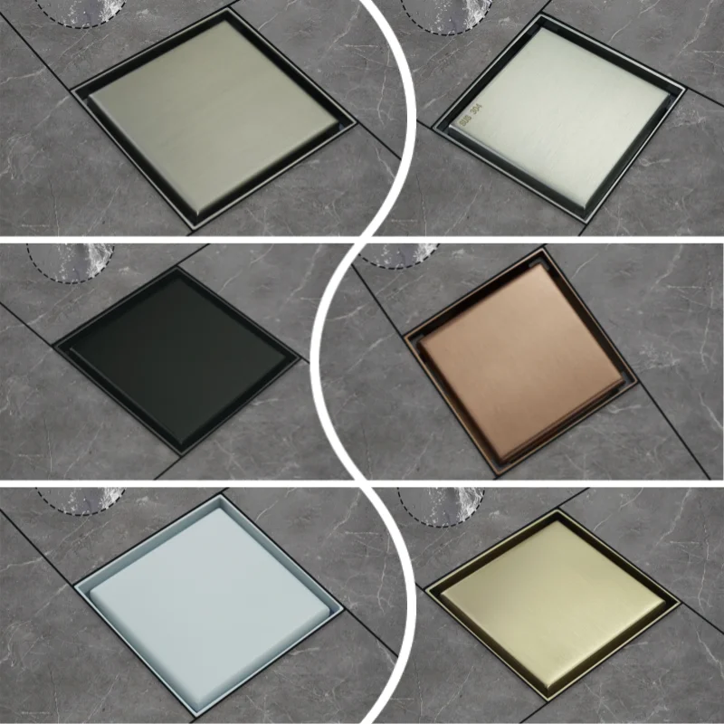 10X10CM Square Stainless Steel Floor Drain Kit Balcony Bathroom Corner Floor Drain Deodorant Tile Insert Shower Floor Drain