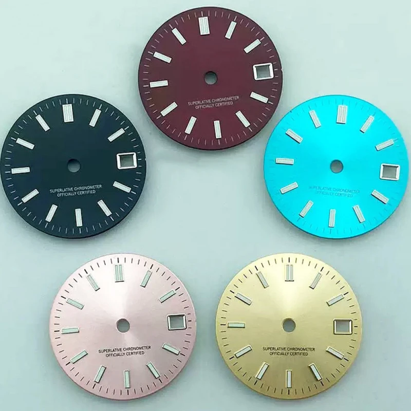 New High-End Dial Green Luminous Movement Watch Modification Parts Blue Watch Dial Green Luminous Applicable NH34/35/36 Fashion