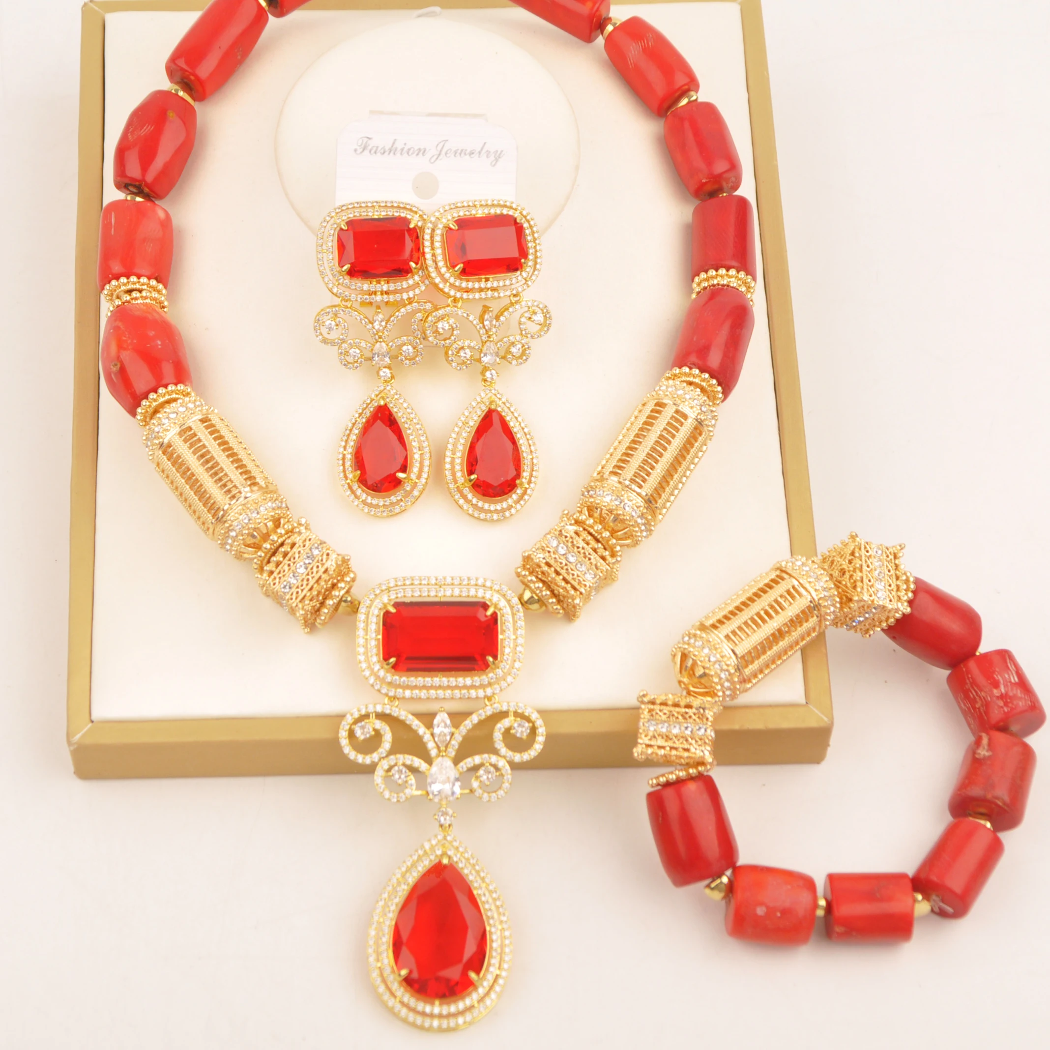 

Wedding Necklace Collection Nigeria Africa natural Red coral fashion jewelry