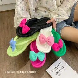 Anti-skid Women Slippers Fashion Bowknot EVA Beach Flip Flops Casual Soft Sole Summer Sandals Outdoor Indoor