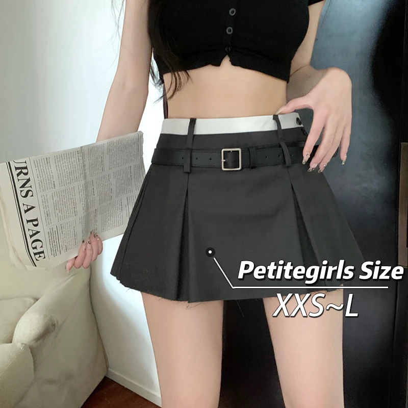 150 Little Spice Girl Solid color high-waisted A-line skirt skirt design sense patchwork pleated skirt female xxs commute