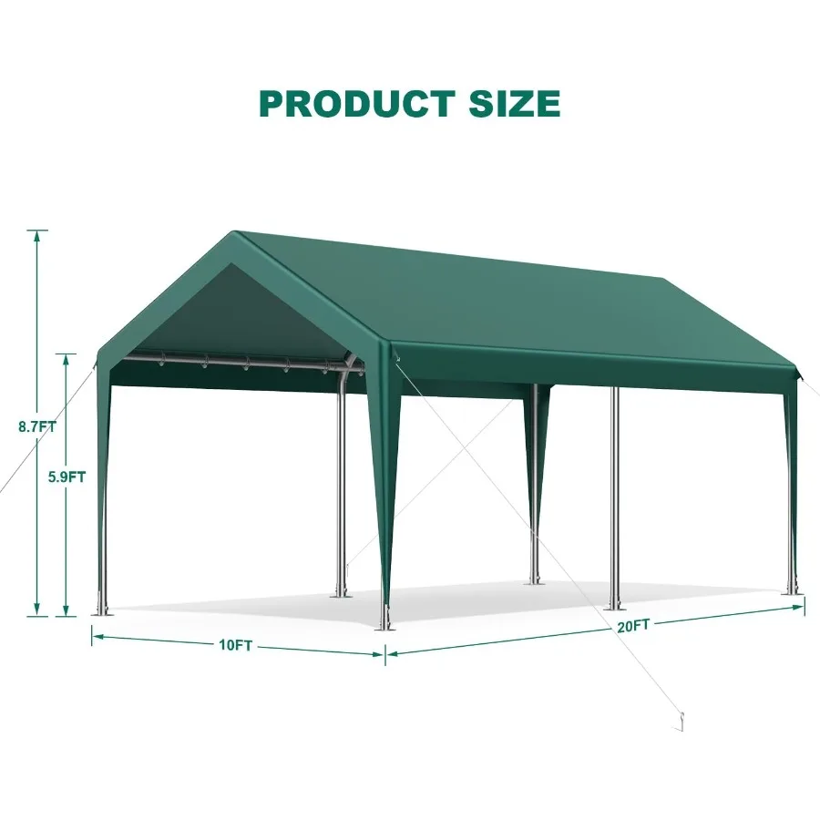 10x20FT الثقيلة Carport المحمولة سيارة المظلة المرآب قارب المأوى خيمة حفلة مع الأشعة فوق البنفسجية مقاومة للماء النسيج وأربعة الرياح #3