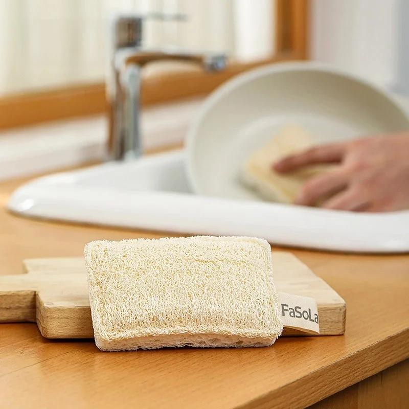 

1Pcs Wood Pulp Cotton Natural Loofah Dishwashing Cloth Double-sided Decontamination Scrubbing Cloth Household Cleaning Rag