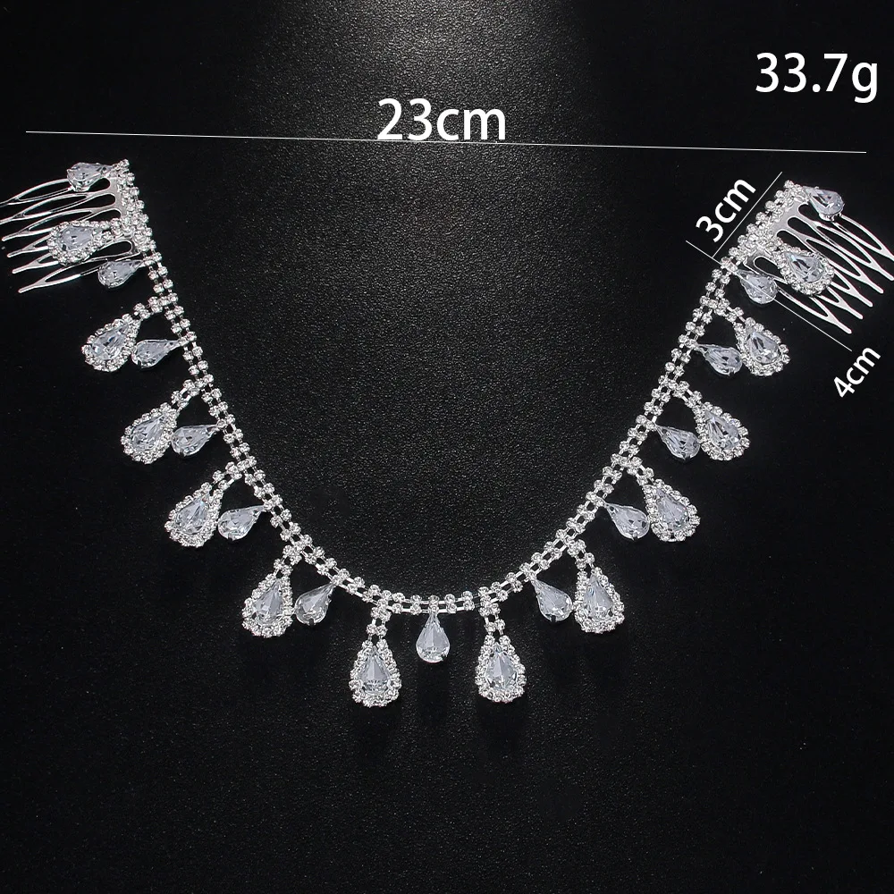New Teardrop Hair Inverted Brush Rhinestone Headpiece Light Luxury Fashion Style Rhinestone Headdress Crown for Woman Prom Show
