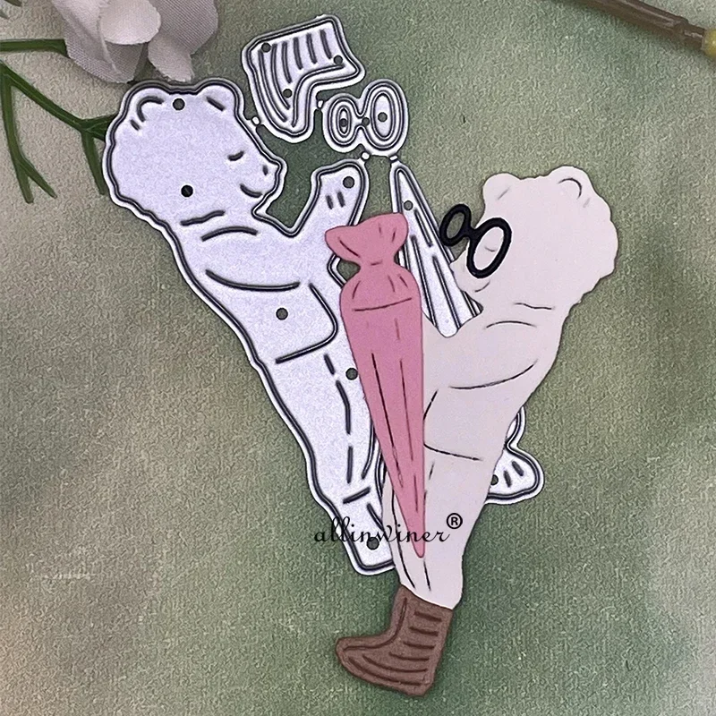 

New Bear Candy Glasses Metal Cutting Dies Stencils For DIY Scrapbooking Decorative Embossing Handcraft Die Cutting Template