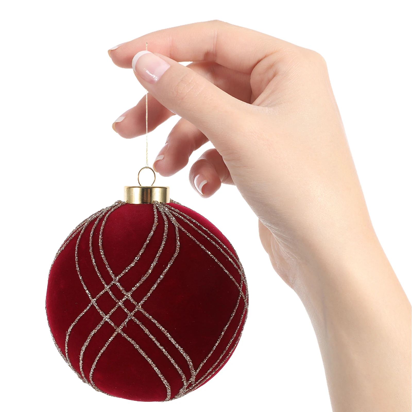 

4Pcs Christmas Ball Ornaments Red Glittering Shatterproof Holiday Hanging Baubles for Xmas Tree Party DIY Crafts 10Cm