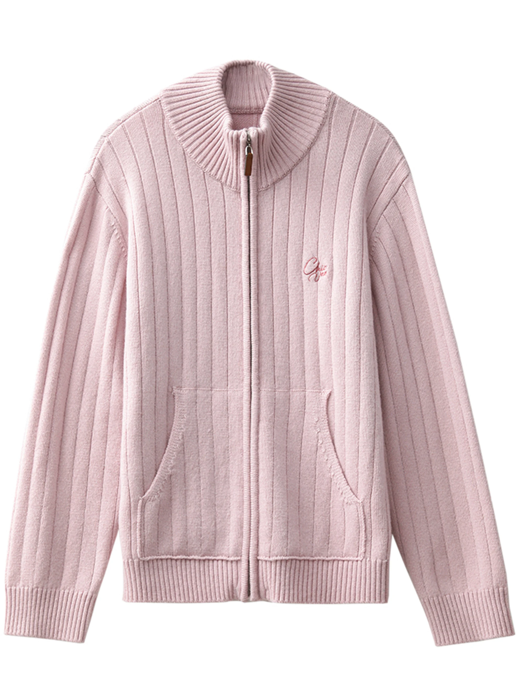 Chique ven coreano feminino cardigan de malha sólido bordado impressão solta nova gola alta blusas femininas outono inverno 2024