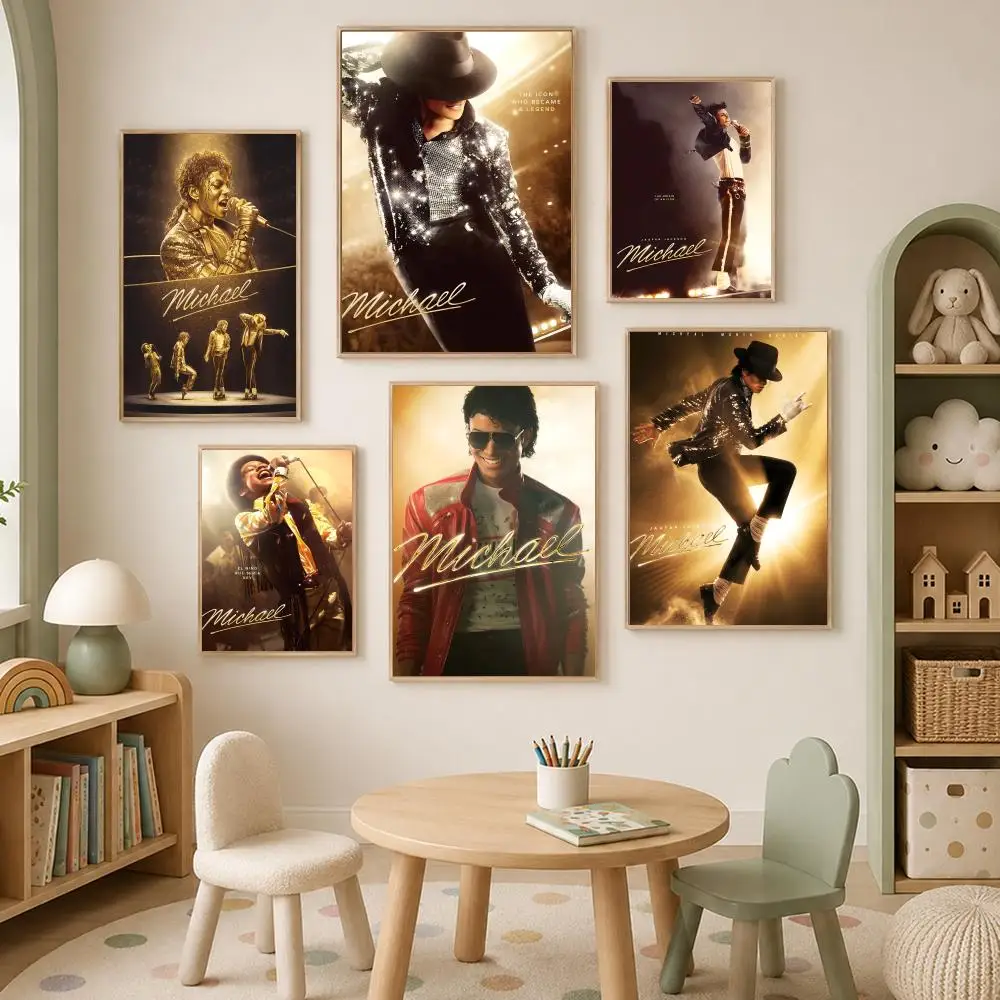 Singer M-Michael Jackson Poster Self-Stick HD PVC Wall Art Poster, Waterproof Decor for Bedroom, Living Room and Home