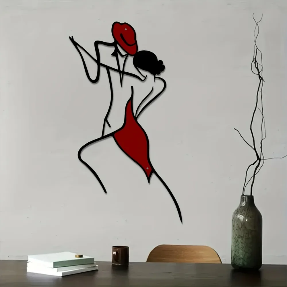 CIFBUY Dancing Couple Wall Art Romantic Dancer Metal 2D Cutout Hanging Decor For Home Bedroom Indoor Outdoor Sign