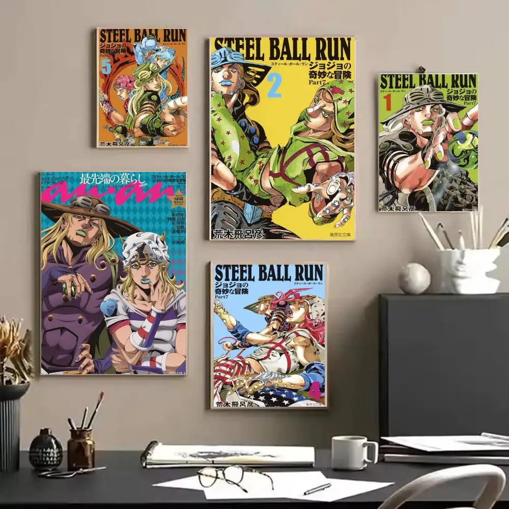 Anime S-Steel Ball Run J-JoJo Bizarre Poster Trendy Aesthetic Wall Art high-end Bedroom Home Cafe Decor