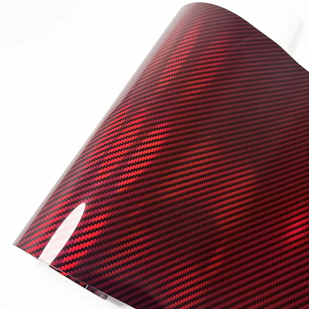 50x30CM Carbon Fiber Vinyl Film High Gloss Laser Red Wrap Foil Sticker 9D Effect Car Interior Sticker for Car Motorcycle DIY