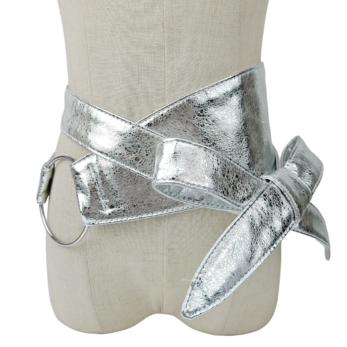 موضة جديدة بولي Leather جلد النساء حزام قابل للتعديل طويل واسعة القوس مشد للخصر حزام مشد لفستان ملابس الحفلات غير رسمية