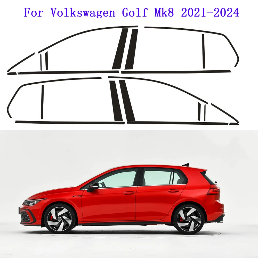 For Volkswagen Golf Mk8​ 2021-2024 Window Chrome Delete Blackout ABC Pillars Glossy Black Stickers
