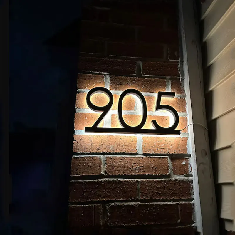 

Stainless Steel Laser Cut Building Floating Led Lighted Backlit Address Sign Metal House Number for Outside