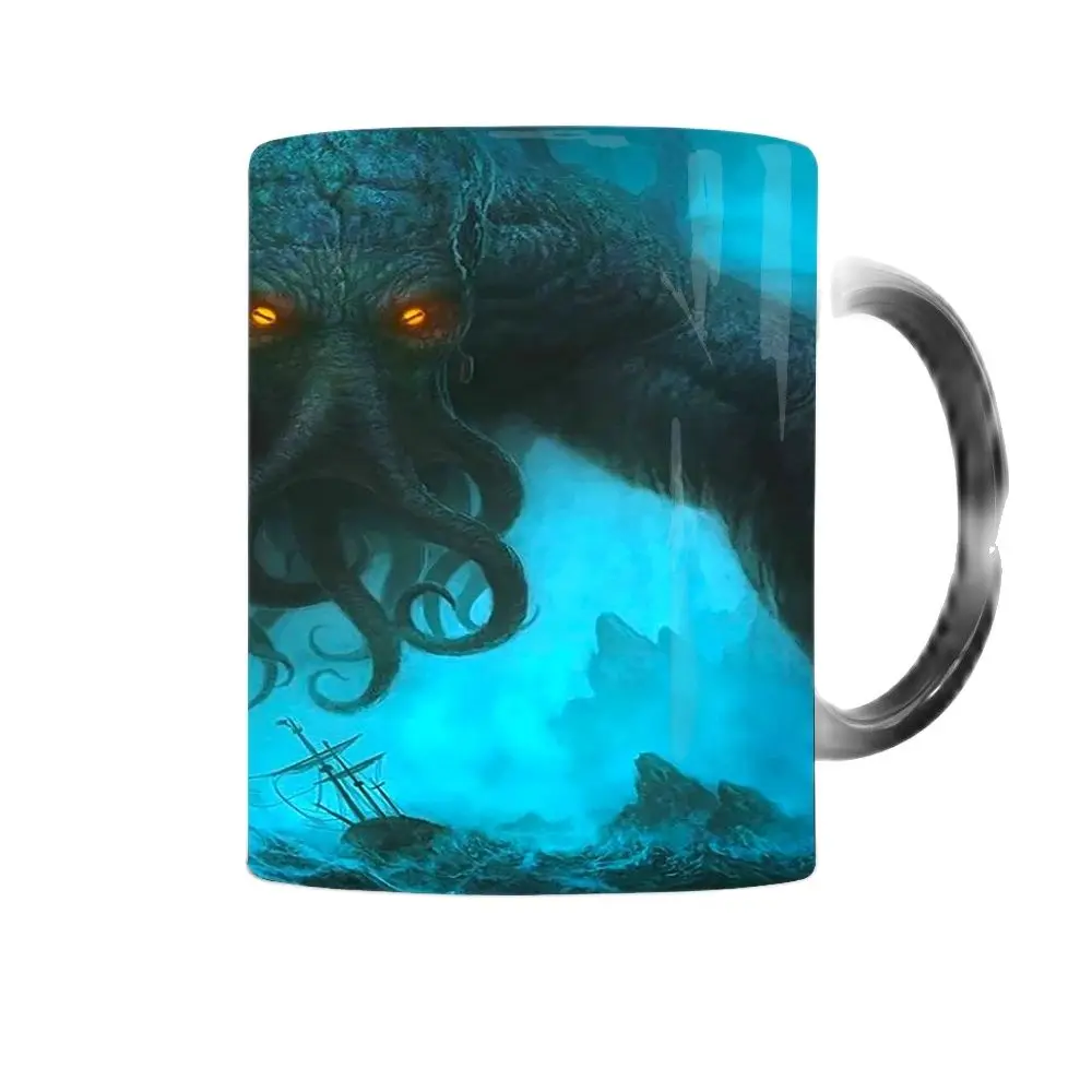 Whitelf Sea Monster Cthulhu Coffee Mug Heat Sensitive Color Changing Ceramic Magic Mug Dropshipping