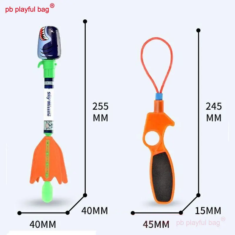 PB Playful Bag Children\'s Outdoor Rocket Launching Slingshot Flying Arrow Toy Kid Sports Education Gift PU Luminous Missile TG44