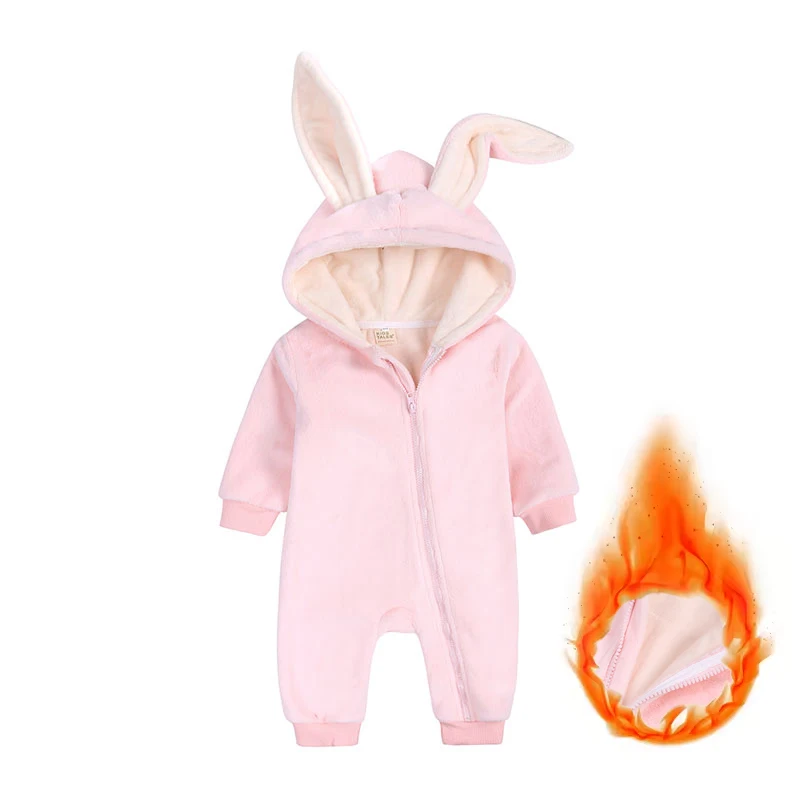 

Rabbit Baby Girl Clothes for Winter Cotton Long Sleeve Hooded Zipper Newborn Baby Romper Fashion Infant Clothing 3-18 Months