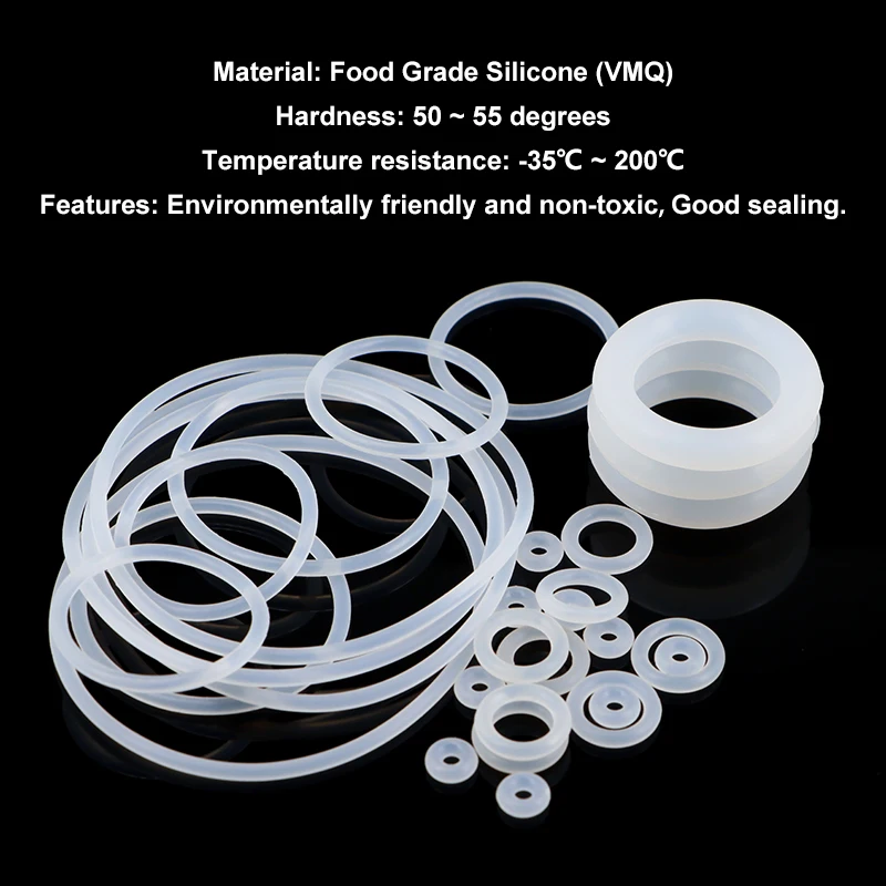 Picture 3: 10/50pcs VMQ White Silicone Ring Gasket CS 2mm OD 5 ~ 80mm Food Grade Waterproof Washer Rubber Silicone Gasket Rubber O-Ring