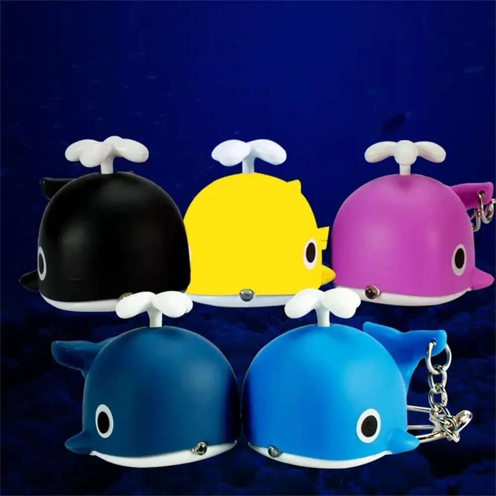 Cute Sounds Light Sea Whale Keychain with Sound Flashlight LED Whale Keyring Metal Rings Cartoon Animal LED Keychain