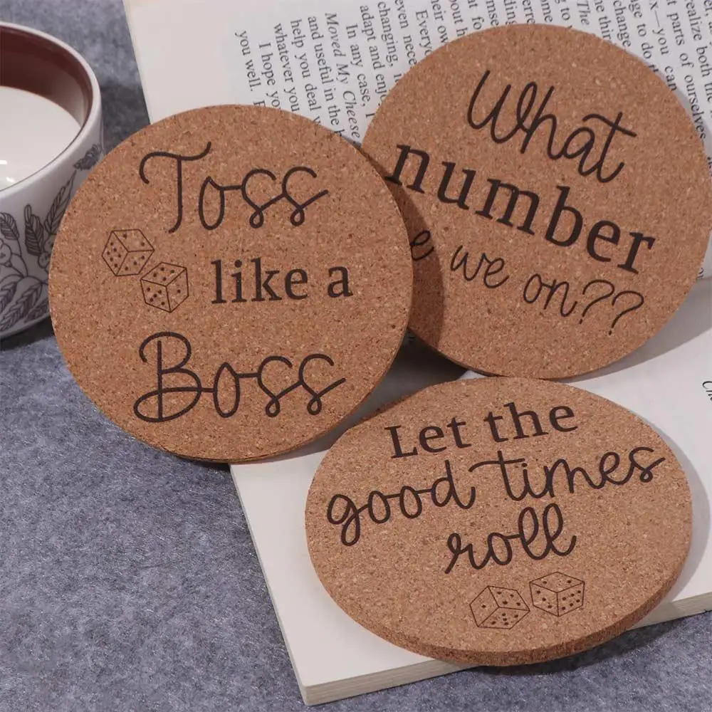 

6pcs Kitchen Accessories Wooden Coasters Heat-resistant Creative Insulated Placemat Vintage Funny Tea Cup Mats Desktop