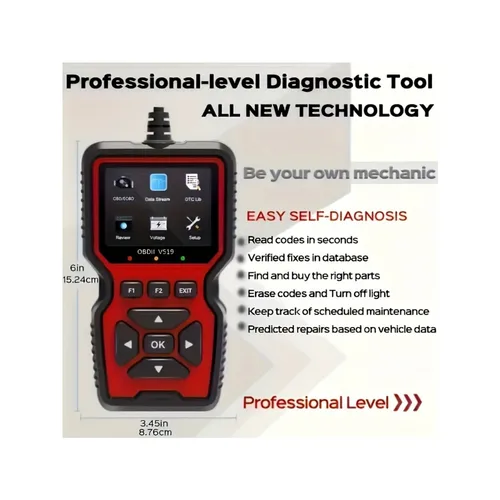 Imagen 2 del producto Escáner V519 OBD2: probador de diagnóstico de fallos y inspección de vehículos portátil con datos en vivo, prueba de batería y más: alimentado por USB